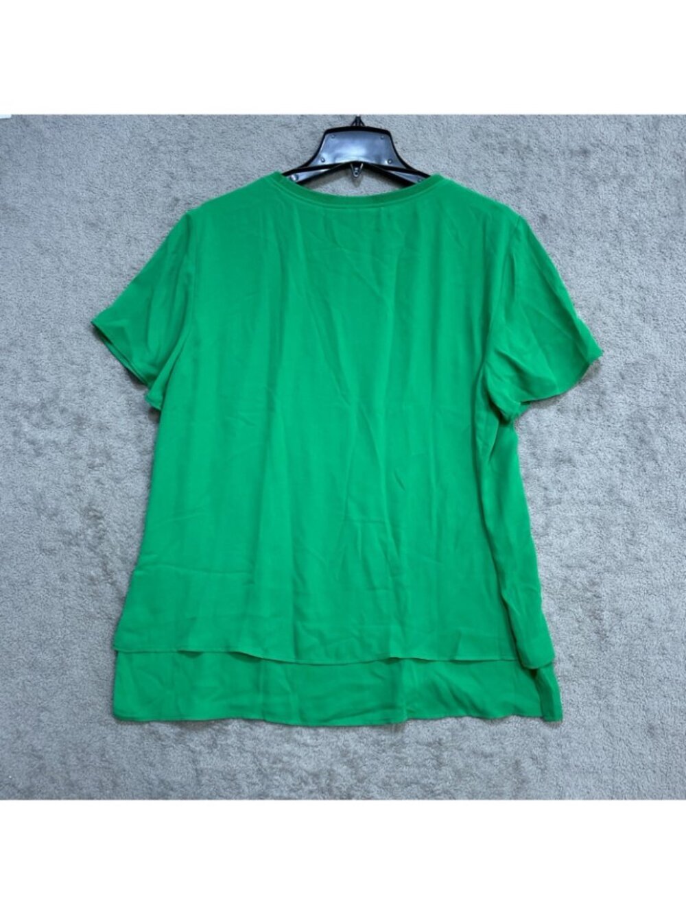 NWT Hilary Radley Women's L Green Layered Short Sleeve Blouse Chiffon B1330 - Picture 6 of 14